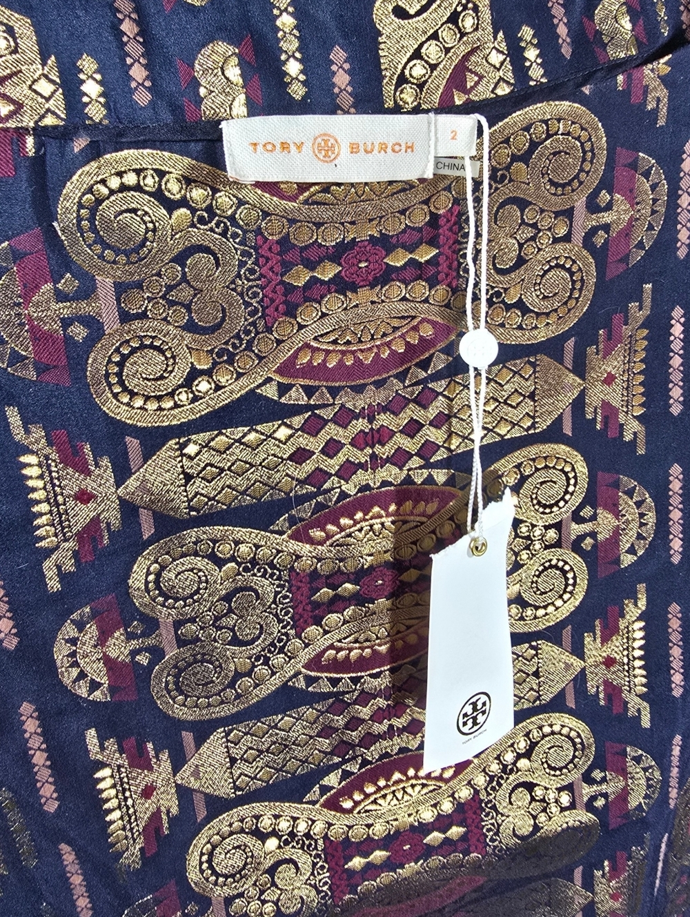 NWT $495 Tory Burch Silk Jacquard Top - Picture 4 of 4